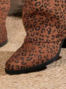 Autumn/Winter New Women's Knee-High Slip-On Thick Heel Fold-Over Boots, Suede Comfortable Boots Suitable For Daily Wear, Holiday, Versatile Atmosphere, Pant-Style Boots, Chunky Heel Boots - Multicolor - View 7