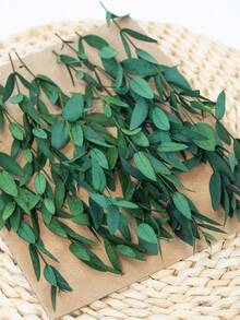 10/20/30/50pcs DIY Artificial Eucalyptus Leaves, Convenient Mini Decorative Eucalyptus Leaves, Spring/Summer Holiday Artificial Fine Leaves, Realistic Home Wreath Decoration Gift, Valentine's Day Birthday Graduation Gift, Artificial Plants - Green Fine Leaves - View 2