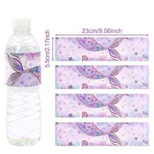 Stiker Botol Air Mineral Motif Putri Duyung Sempurna, Stiker Segel Persegi Panjang untuk Ulang Tahun, Pernikahan, Pesta Tema, dll. Stiker Plastik Kertas Dekorasi Botol Anggur - Putri duyung - View 2