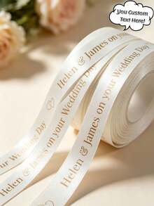 Customized Satin Ribbon, 25mm Personalized DIY Ribbon, Gift Packaging, Birthday, Wedding, Anniversary, Woven Ribbon Bow Decoration Gift, School Supplies, Back To School Season - Multicolor - View 3