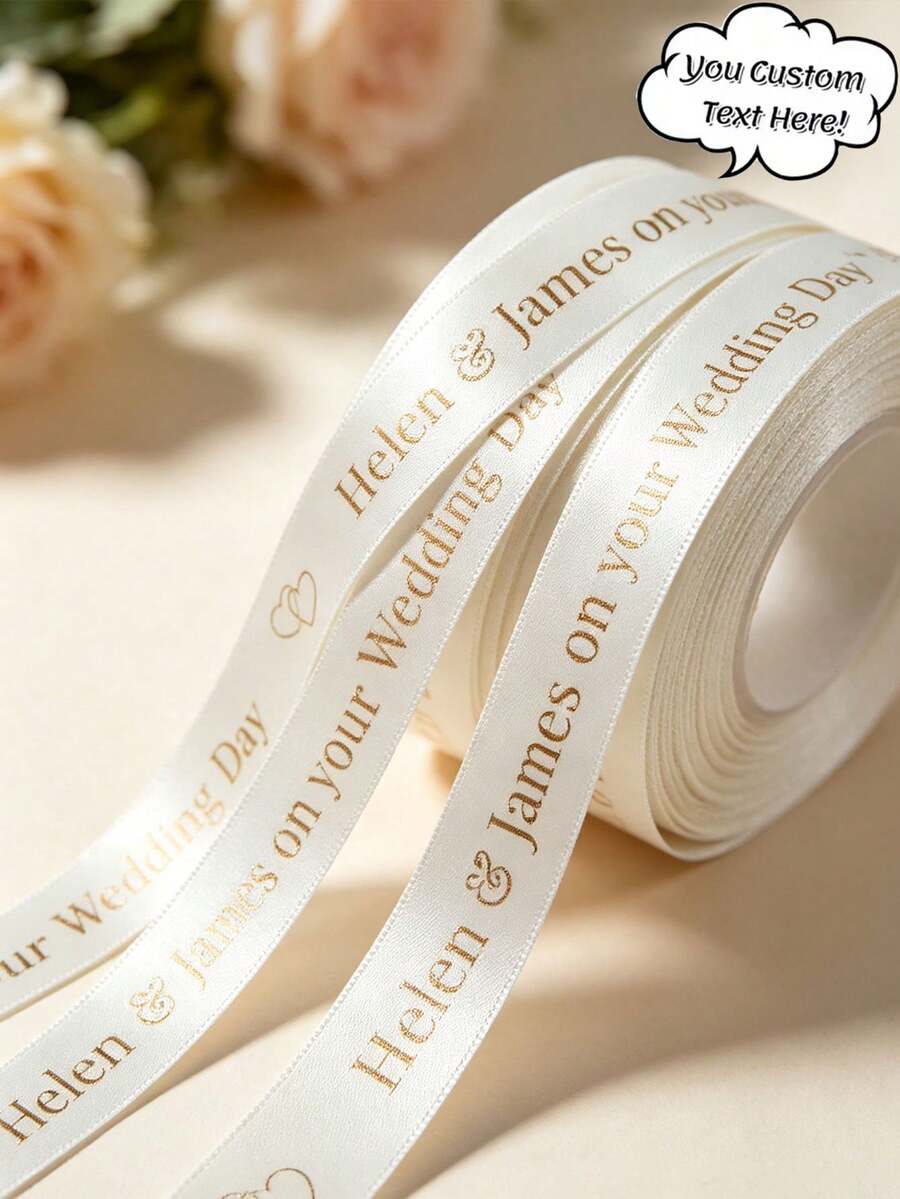 شريط ساتان مخصص، شريط DIY شخصي 25 مم، تغليف الهدايا، عيد ميلاد، زفاف، ذكرى سنوية، ديكور شريط منسوج على شكل فيونكة، لوازم مدرسية، موسم العودة إلى المدرسة - متعدد الألوان - مشاهدة 1