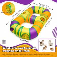 Large Foldable Indoor Cat Toy Tunnel With Maze Design, Hanging Plush Balls And Interactive Openings, Suitable For Kittens, Puppies, Rabbits, Ferrets And Guinea Pigs - Multicolor - View 3