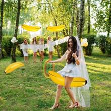 5pcs PVC Inflatable Banana Ring Set, Bar Nightclub Prop, Single Party Inflatable Toy, Photo Prop (Random Ring Color) - Yellow - View 1