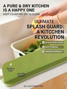 1pc 40CM Silicone Sink Splash Guard, Suction Cup Kitchen Countertop Splash Barrier, Foldable Splash Guard, Modern Solid Color Sink Protector, Kitchen Accessories, Apartment Essentials, Bathroom Home Storage - View 3