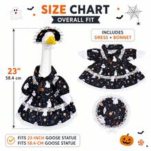 Halloween Ghost Goose Costume, Cute Spooky Porch Goose Outfit With Lace Dress, 23 Inch Goose Statue Decor For Front Door Yard Lawn Halloween Party - Multicolor - View 2
