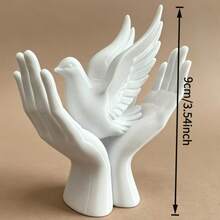 1pc Mini Peace Hand Statue Small Decorative Ornament, Exquisite Creative Peace Dove - Peace Dove Figurine - View 2