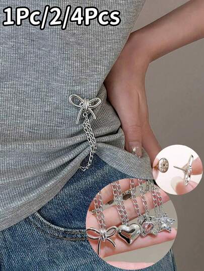 1/2/4pcs Multi-Functional Adjustable Pants Hem Clips, Suitable For Wide Leg Pants, Can Shorten Hem Length, No-Drill Decorative Buckle