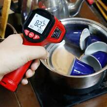 1pc Digital Infrared Thermometer Gun Non-Contact Laser Temperature Meter 12:1 Adjustable Emissivity High/Low Alarm MAX Lock °C/°F - Black - View 4