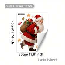 1pc PVC Christmas Santa Claus Glass Window Sticker, Self-Adhesive Decorative Decal - one-size - View 7
