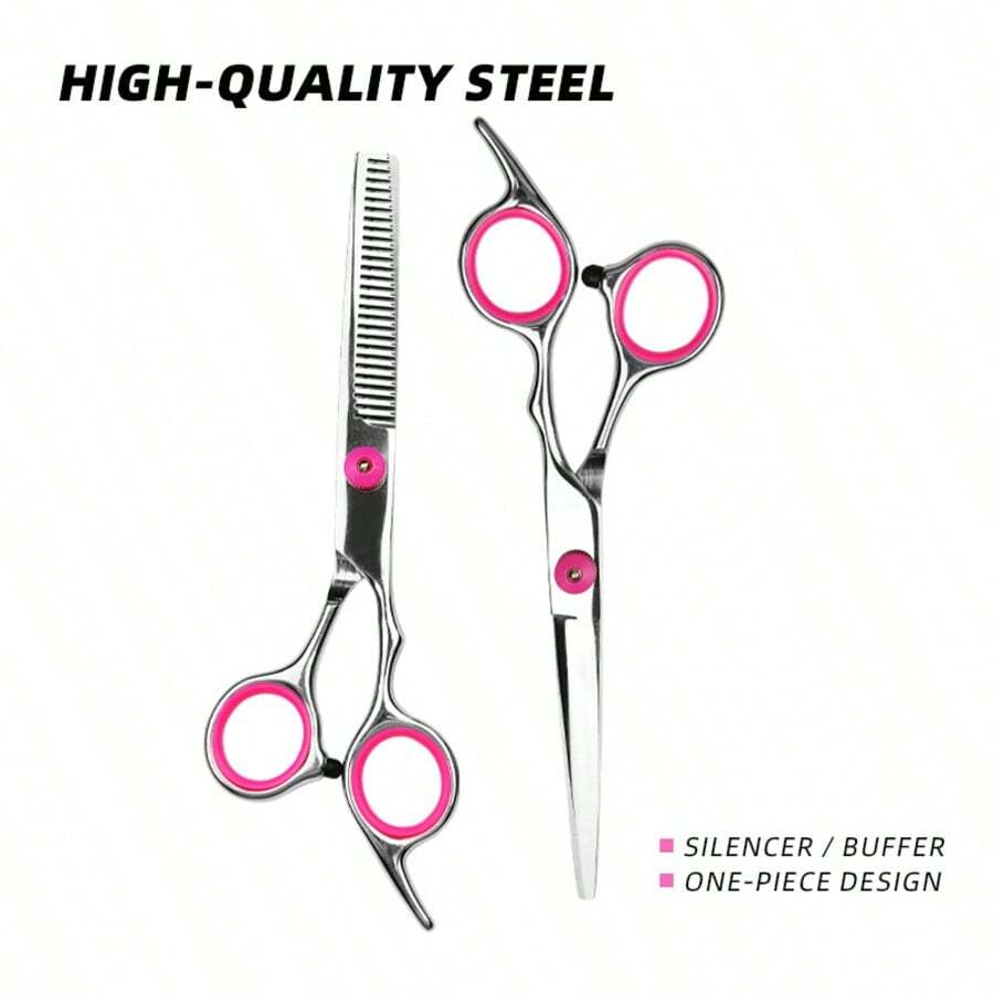 2pcs Hair Cutting Scissors Set, Stainless Steel Straight & Thinning Shears, Professional Hairdressing Scissors, Suitable For Men, Women, Children, Adults, Home, Salon, DIY Use - Multicolor - View 1