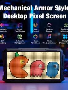 24x48 LED Pixel Art Display, USB Powered Gaming Desk Decor With App Pixel Display, Pixel Clock, Programmable Led, Desk Wall Mount, Gamer Gifts, Decor For Game Room, Bedroom - Black - View 9