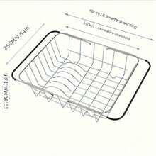 1pc Adjustable Stainless Steel Sink Strainer Basket With Non-Slip Rubber Sleeve, Multi-Functional Expandable Sink Storage Rack, Suitable For Most Kitchens, Can Hold Bowls, Plates, Cups And Kitchen Utensils, Essential For Improving Kitchen Efficiency - Natural Color - View 11