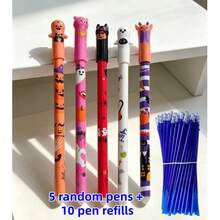 35pcs Halloween Erasable Gel Pens, 0.5mm Tip Blue/Black Ink, Quick Dry/Erasable Mistakes/Smooth Writing Stationery - Multicolor - View 9