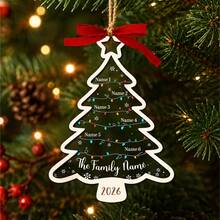 Customized Family Christmas Tree Hanging Ornament, Personalized 2-6 Names Holiday Decoration, Holiday Tree Light Style, Customized Family Name Pendant, Customizable 2026 Christmas Keepsake, Christmas Tree Decor, Family Gift, Christmas Gift, For Family & Friends - Multicolor - View 4