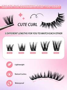120pcs C Curl Segmented Single Lash Extensions 8-16mm Cat Eye Pointed Style For Individual Lash Application - L - View 8