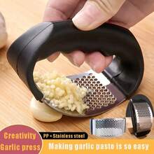 1Set Ergonomic Curved 2‑In‑1 Garlic Press Set, Labor‑Saving Stainless Steel Garlic Mincer With Clear Storage Container, Easy‑Clean Handheld Ring‑Shape Garlic Crusher Gadget For Home Cooking, Sauce Making, Hot Pot, Daily Kitchen Meal Prep - Multicolor - View 7