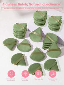 24pcs/15pcs/8pcs Triangle Sponge Powder Puff, Soft Triangular Makeup Sponge For Loose Powder And Setting, Suitable For Loose Powder, Body, Fan-Shaped Flocked Makeup Sponge, Base Makeup Blending Sponge Set, Makeup Tools - Green - View 5