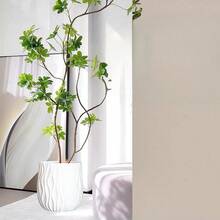 Luxury Resin Plant Pot With Drainage Holes And Tray, Suitable For Indoor Plants, Decorative Plastic Flower Pot For Monstera, Money Tree, Bird Of Paradise, Blueberry, Home Garden Decor - Water Ripples - View 4