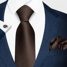 AlanKing Solid Color Men's Tie, Pocket Square And Cufflinks 3-Piece Set, The First Choice For Formal Business, Wedding And Banquet Suit Matching - Multicolor - View 6