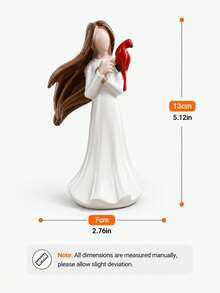 1pc Women Statue Holding Red Cardinal, Red Cardinal Memorial Sculpture, Elegant White Dress Women Sculpture, Suitable For Living Room Bookshelf Fireplace Mantel Bedroom, Memorial Compassion Home Decor Gift - Classic - View 8
