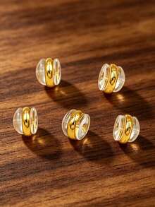 10/50pcs Earring Backs, Silicone Earring Backs, Suitable For Studs/Dangle Earrings, Locking Safety Earring Backs, Suitable For Heavier Earrings, Non-Irritating Low-Allergy Soft Transparent Earring Backs Replacement - Gold - View 2
