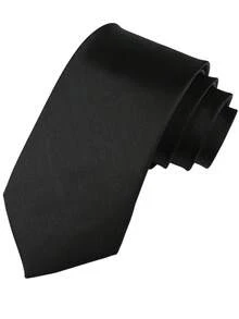 1 Set Solid Color Tie, Bow Tie, Cufflinks Combination, Minimalist Hand-Tied Adjustable Bow Tie And Cufflinks Set - Black - View 2