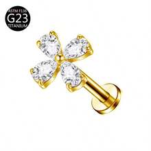 1pc G23 Titanium Internal Thread 1.0/1.2mm Butterfly, Flower, Heart, Cross Shape Piercing Stud Earring Cartilage Jewelry Suitable For Women's Daily Wear - Gold - View 60