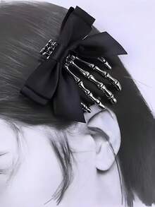 1pc Personalized Skeleton Ghost Hand Dark Gothic Style Girl Halloween Bow Hair Clip - Multicolor - View 5