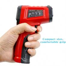 1pc Digital Infrared Thermometer Gun Non-Contact Laser Temperature Meter 12:1 Adjustable Emissivity High/Low Alarm MAX Lock °C/°F - Black - View 6
