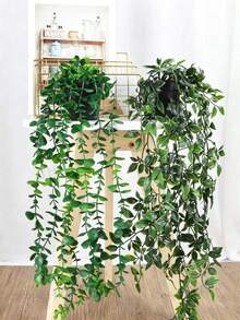 1/2 Peças Plantas Artificiais Penduradas, Decoração de Vasos Pendurados na Parede, Adequado para Uso Interno, Externo, Decoração de Prateleira da Sala de Estar, Decoração Doméstica, Decoração de Quarto, Decoração de Jardim, Decoração de Parede - Eucalipto - Visão 2