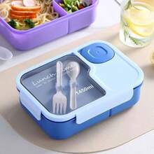 Compartment Bento Box For Students, Microwaveable Japanese Style Lunch Box With Utensils, Salad Meal Box For Office Workers - Multicolor - View 2