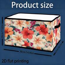 1pc Tropical Floral Pattern Collapsible Rectangular Storage Box, Storage Bin, Storage Basket, 2D Flat Print, Reinforced Double Handles, Great Helper For Home, Work, Halloween And Other Holiday Storage, Suitable For Clothing And Bedding Organization, Dorm Books And Various Items Storage And Classification, Also Perfect For Travel, Moving, Camping, Car Storage And Other Multi-Functional Uses. - Multicolor - View 11