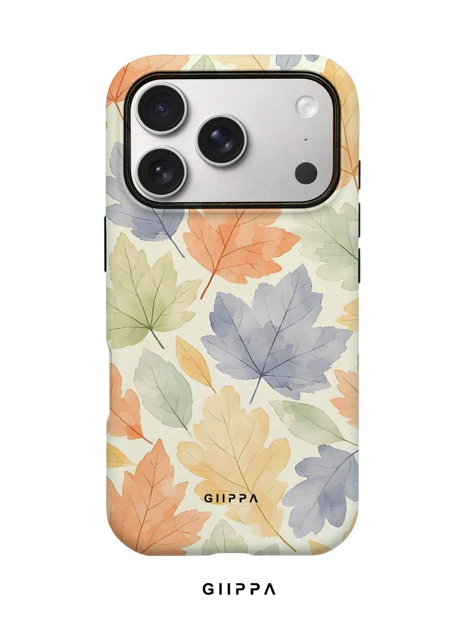 GIIPPA 1pc Multi-Color Ink Wash Style Maple Leaf Pattern Design, Phone 17 Pro Max Phone Case, Compatible With Phone 16 Pro Max, 15 Pro Max, 14 Pro Max, Korean High-End Fashion Fun Phone Case, Compatible With 11/12/13/14/15/16 Pro Max Plus, Elegant Design Suitable For Men And Women, Perfect Gift For Girlfriend On Christmas, Valentine's Day, Easter, Wedding Season And Birthday! - Multicolor - View 1