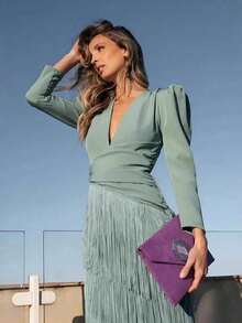 Women Long Dresses - Gray green - View 5