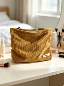 1pc/4pcs Solid Color Corduroy Makeup Bag, Soft Zipper Cosmetic Storage Pouch, Multi-Functional Portable Organizer, Lightweight Travel Toiletry Bag, Minimalist Lipstick Brush Skincare Storage, Women's Daily Home Storage Accessory - Multicolor - View 21