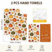 2/4/6pcs Autumn Printed Kitchen Towels, Watercolor Hand-Painted Style, Pumpkin & Maple Leaf Flat Pattern, Soft & Easy To Clean, Autumn Home Gift, Kitchen Accessories, Suitable For Autumn Kitchen Decor, Holiday Home Decoration, Baking, Cooking - Multicolor - View 8