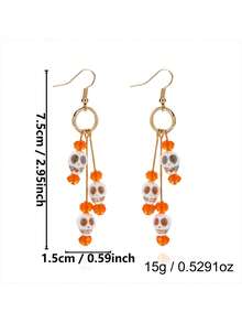 Halloween Funny Ear Pendants In A Retro Gothic Style With Skull-Shaped Tassels As Party Costume Accessories - Multicolor - View 6