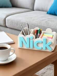 Personalized Desk Organizer With Custom Name, Pen Pencil Holder, Stationery Storage Box, Makeup Brush Organizer, Multi Compartment Desktop Storage, Office Desk Accessory, Custom Name Pen Cup, Vanity Organizer, Personalized Gift - Multicolor - View 13
