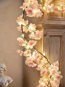 USB Powered 100 LED Artificial Cherry Blossom Light Strip, Willow Vine Lights, Cherry Blossom Vine Lights, Suitable For Wall, Dining Table, Home, Wedding, Birthday, Proposal, Anniversary, All Seasons, Christmas, Thanksgiving, Halloween Decoration - Integrated Cherry Blossom Rattan - View 7