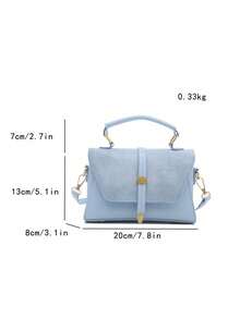 Tas jinjing dengan penutup berbahan suede dan PU, bentuk persegi yang kokoh, tahan terhadap pelunakan dan deformasi, ruang interior dapat menyimpan ponsel, lipstik, bedak, earphone, dan barang-barang kecil lainnya untuk bepergian, cocok untuk bekerja, bepergian, berbelanja, kencan, dan kegiatan sehari-hari. - Biru - View 3