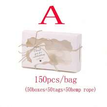 150pcs (50 Boxes + 50 Tags + 50 Ropes) Holiday Party Candy Cookie Chocolate Packaging Paper Boxes, Tags, Ropes Set, Suitable For Wedding, Birthday, Mother's Day, Graduation Party Small Gifts Packaging, Can Hold Candy, Cookies, Chocolate - View 9