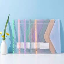 6pcs/3pcs/1pc Macaron Color Loose-Leaf File Bag PP Frosted Semi-Transparent 11-Hole Binder Student Office Exam Paper Material Storage Bag Minimalist Fresh Ins Style Folder Set Learning Office Classroom Notes Travel Business (Random Color Style) - Multiple Styles - View 8