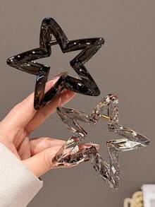 2 piezas/1 pieza Pinza de pelo de plástico ligero con forma de estrella de 9 cm/3.54 pulgadas en color negro y té para mujer, accesorio de pelo elegante y versátil de unicolor minimalista para uso diario, salidas, casual, fiesta, playa, vacaciones, coleta, peinado recogido, lavado de cara, baño, maquillaje, combinación de atuendos, pinza de pelo - Multicolor - Ver 8