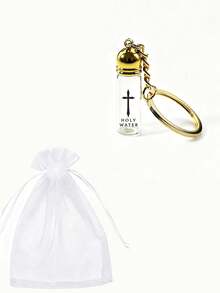 Mini Holy Water Bottle Keychain, Essential Oil Dispenser Bottle Wishing Drift Bottle Keychain, Glass Bottle With Cross Print, Portable Key Ring Pendant, Car Key Bag Charm, Suitable For Car Keychain, Phone Keychain, Backpack And Wallet Keychain Decoration - Can Be Used As Birthday Gift, Car Key Bag Charm, Suitable For Family Souvenir - Multicolor - View 13