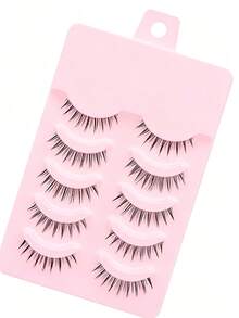 Cartoon False Eyelashes, Natural & Slender, Soft Fiber, Cross-Design, Fine Black Eyelash Band, Comfortable & Non-Irritating; Reusable, Suitable For Daily Makeup, European & American Style - Black - View 2