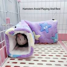 Winter Hamster Tunnel Squirrel Hammock Passage Sugar Glider Guinea Pig Plush Sleeping Bag Nest - A - View 4