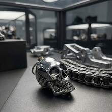 2pcs Skull Keychain Set, Skull-Shaped Beer Bottle Opener + Metal Gothic Skull Keychain, Exquisite Street Style Design, Durable Metal Texture Key Ring - Multicolor - View 7