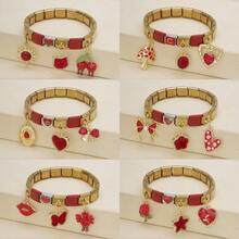 1pc Personalized Multi-Element Stainless Steel Detachable Bracelet, Letter/Heart/Planet/Bow Decor, Multi-Color Fashionable Versatile Bracelet - Multicolor - View 5