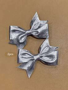 2pcs Silver Bow Hair Clips, Minimalist Style Hair Accessories Suitable For Daily Wear - Multicolor - View 7