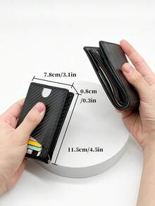 HOVI'S Carbon Fiber Texture RFID Men's Slim Card Holder - Multiple Card Slots, Lightweight Portable, Durable Material, Stylish Compact, Ideal For DailyUse - Black - View 8